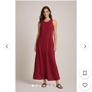 Eileen Fisher Sleeveless Faded Red Linen Maxi Dress
